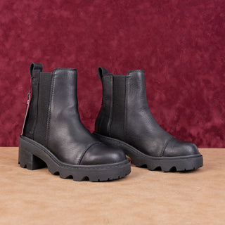 Sorel Women Joan Now Black Leather Waterproof Festival Chelsea Ankle Boots sz 6