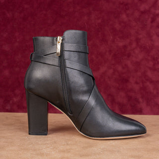 L'Agence Women Franci Black Leather Buckle Fashion Dressy Heel Boots sz 9.5