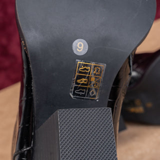 Jeffrey Campbell Wmn Black Leather Croc Western Pointy toe Party Zip Boots sz 9