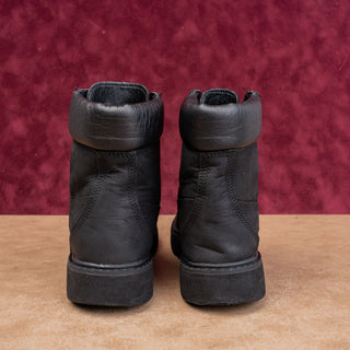 Timberland Women Black Nubuck Flat Comfort Lace-up Combat Boots sz 7.5