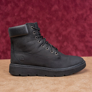 Timberland Women Black Nubuck Flat Comfort Lace-up Combat Boots sz 7.5