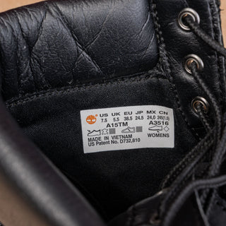 Timberland Women Black Nubuck Flat Comfort Lace-up Combat Boots sz 7.5