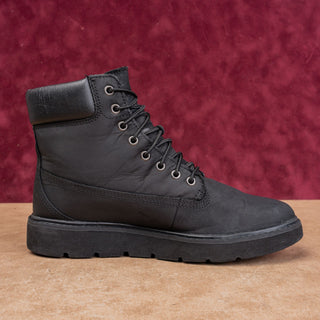 Timberland Women Black Nubuck Flat Comfort Lace-up Combat Boots sz 7.5