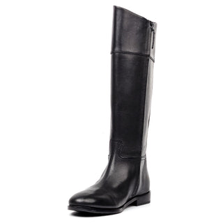 Tory Burch Women Double T Black Leather Riding Equestrian Knee Boots size 5.5