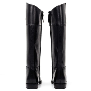 Tory Burch Women Double T Black Leather Riding Equestrian Knee Boots size 5.5