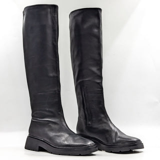 Vince Women Rune Black Leather Waterproof Riding Knee Boots size 7US EUR37