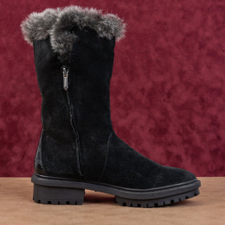 Sam Edelman Women Tilden Fridge Black Suede Zip Faux Fur Lined Winter boots sz 7.5