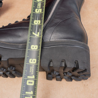 Dolce Vita Women Black Lace-up Leather Zip Rhinestones Combat Platform Boots 9