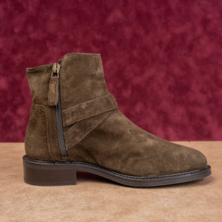 Aquatalia Women Nellie Dark Green Suede Zip Moto Fashion Ankle Boots sz 6.5