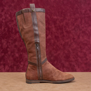 Cole Haan Women Vintage Y2K Brown Suede Classic Riding Zip Round Tall Boots 7.5