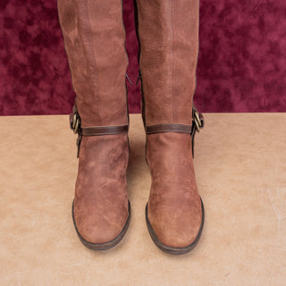Cole Haan Women Vintage Y2K Brown Suede Classic Riding Zip Round Tall Boots 7.5