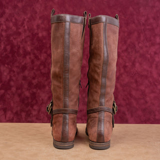 Cole Haan Women Vintage Y2K Brown Suede Classic Riding Zip Round Tall Boots 7.5
