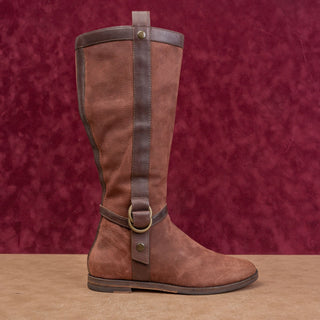 Cole Haan Women Vintage Y2K Brown Suede Classic Riding Zip Round Tall Boots 7.5