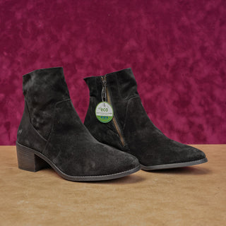 Paul Green Women Nicole Black Suede Zip Heel Western Boho Boots sz 8US AUS 5.5