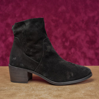 Paul Green Women Nicole Black Suede Zip Heel Western Boho Boots sz 8US AUS 5.5