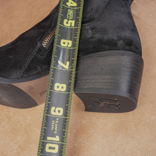 Paul Green Women Nicole Black Suede Zip Heel Western Boho Boots sz 8US AUS 5.5