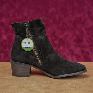 Paul Green Women Nicole Black Suede Zip Heel Western Boho Boots sz 8US AUS 5.5