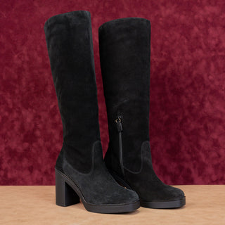 Stuart Weitzman Women Bethany Black Suede Square Toe Zip Fashion Boots sz 7