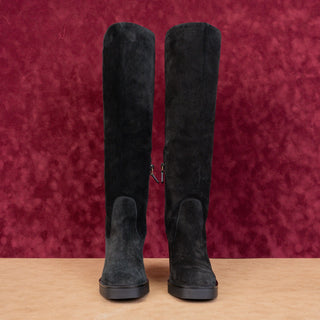 Stuart Weitzman Women Bethany Black Suede Square Toe Zip Fashion Boots sz 7