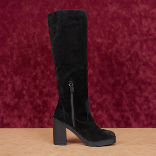 Stuart Weitzman Women Bethany Black Suede Square Toe Zip Fashion Boots sz 7