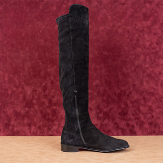 Stuart Weitzman Women 5050 Stretch Black Suede OTK Fashion Zip Boots sz 8
