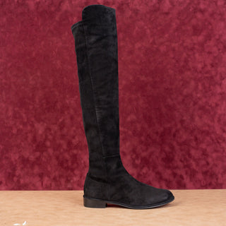 Stuart Weitzman Women 5050 Stretch Black Suede OTK Fashion Zip Boots sz 8