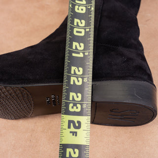 Stuart Weitzman Women 5050 Stretch Black Suede OTK Fashion Zip Boots sz 8