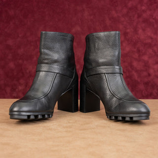 Robert Clergerie Paris Women Black Leather Strap Moto Biker Boots 7.5US EUR38