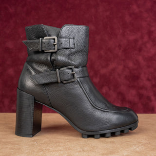 Robert Clergerie Paris Women Black Leather Strap Moto Biker Boots 7.5US EUR38