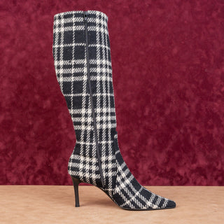 Burberry Women Twed Wool Pointy Toe Fashion Heel Knee Boots sz 11US EUR41