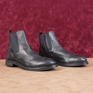 Jeffrey Campbell Women Edmone Black Leather Wing Tip Dress Ankle Boots Sz 7