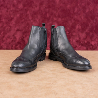 Jeffrey Campbell Women Edmone Black Leather Wing Tip Dress Ankle Boots Sz 7