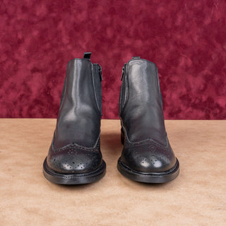 Jeffrey Campbell Women Edmone Black Leather Wing Tip Dress Ankle Boots Sz 7