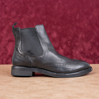 Jeffrey Campbell Women Edmone Black Leather Wing Tip Dress Ankle Boots Sz 7