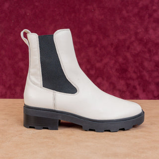 Madewell Women Pale White Leather Wyckoff Chelsea Lugsole Ankle Boots sz 8
