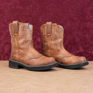 Ariat Women Fatbaby Brown Leather Slip-on Western Cowboy Boots sz 7