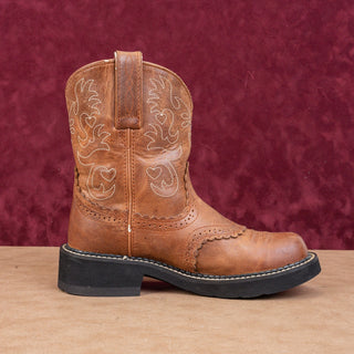 Ariat Women Fatbaby Brown Leather Slip-on Western Cowboy Boots sz 7