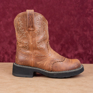 Ariat Women Fatbaby Brown Leather Slip-on Western Cowboy Boots sz 7