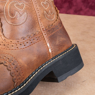 Ariat Women Fatbaby Brown Leather Slip-on Western Cowboy Boots sz 7