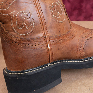 Ariat Women Fatbaby Brown Leather Slip-on Western Cowboy Boots sz 7