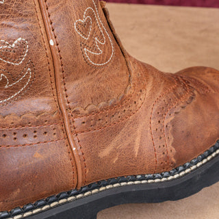 Ariat Women Fatbaby Brown Leather Slip-on Western Cowboy Boots sz 7