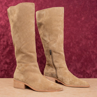 Vince Camuto Women Tan Leather Classic Riding Pointy Toe Zip Boots 11US EUR43