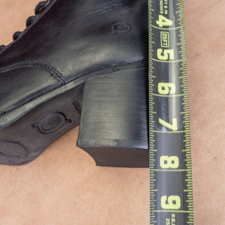 Born Women Huntley Black Leather Lace-up Block Heel Combat Ankle Boots sz 8.5