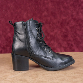 Born Women Huntley Black Leather Lace-up Block Heel Combat Ankle Boots sz 8.5