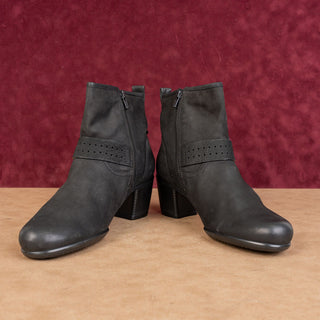 Ecco Women Touch Black Leather Moto Biker Heeled Boots size 10-10.5US EUR 41