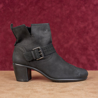 Ecco Women Touch Black Leather Moto Biker Heeled Boots size 10-10.5US EUR 41