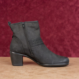 Ecco Women Touch Black Leather Moto Biker Heeled Boots size 10-10.5US EUR 41