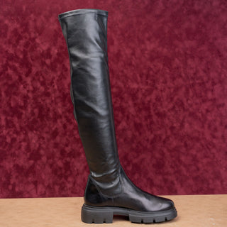 Paul Green Women Osborne Black Leather OTK Fashion Platform Boots 9.5US 7AU