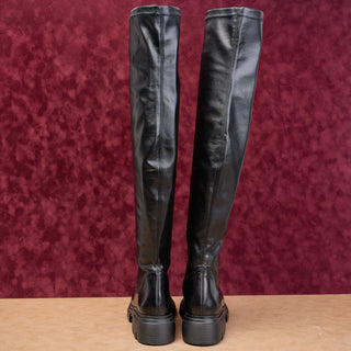 Paul Green Women Osborne Black Leather OTK Fashion Platform Boots 9.5US 7AU