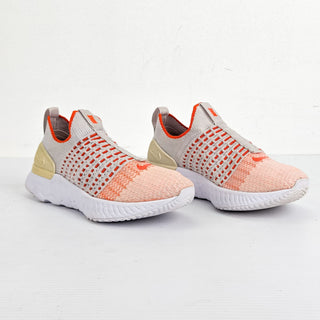 Nike Women React Phantom Orange grey Flyknit Running Sneakers sz 7.5